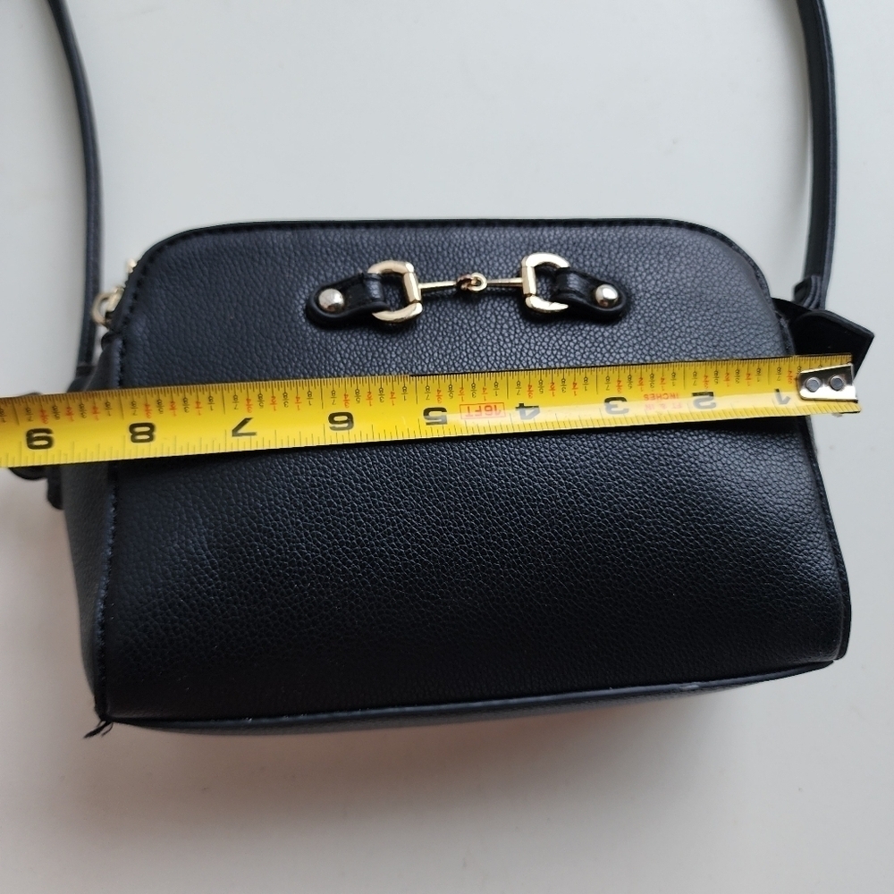 Womens Small Crossbody Bag Faux Leather Shoulder Handbag Lot Zips Gold Details - Picture 6 of 9